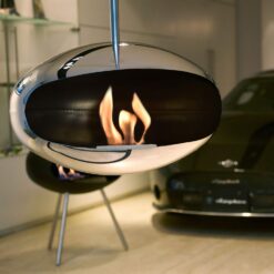 Cocoon Fires Aeris en acier inoxydable avec Terra en fond