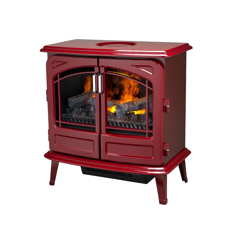 Poêle électrique Dimplex Grand Rouge vu sur sa gauche