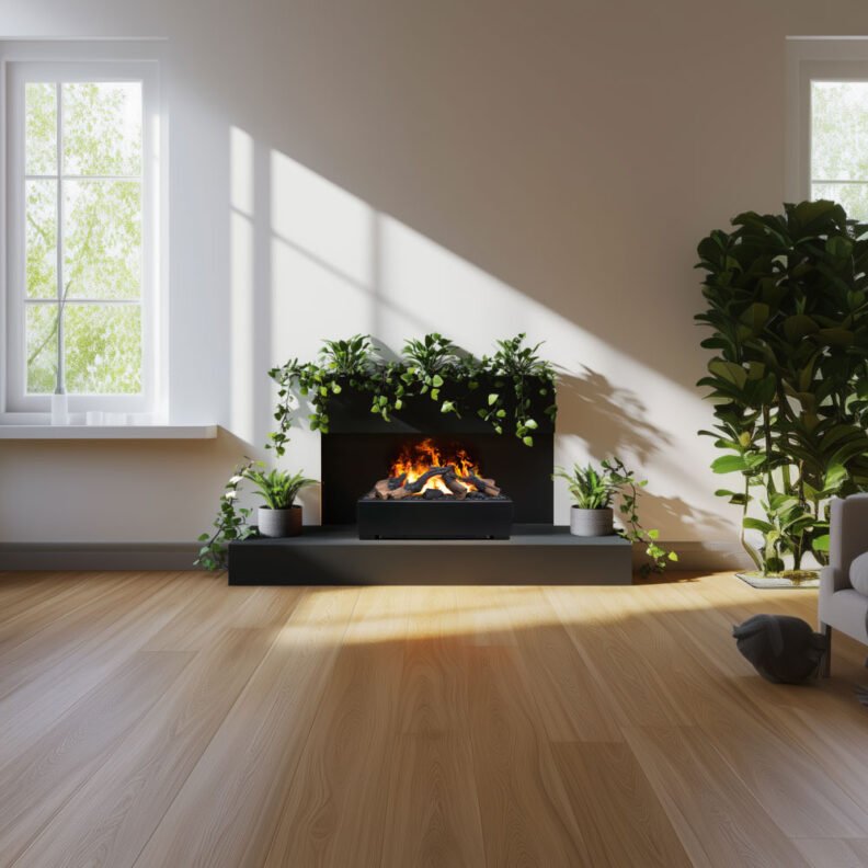 Dimplex Juneau XL Multi installé dans une cheminée décorative