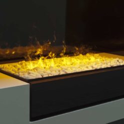 Insert électrique à poser Cassette L Galets de Dimplex avec sa flamme orangée au centre