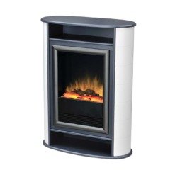 Poêle electrique chauffant Dimplex Scandic vu avec un léger angle sur sa gauche