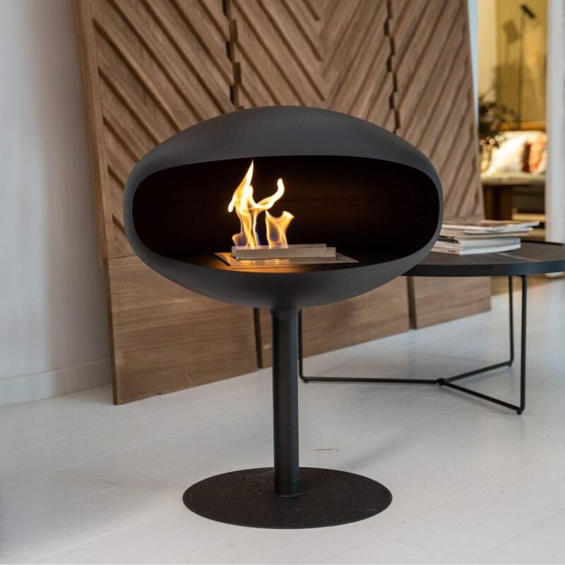 Poêle bioéthanol sur pied Cocoon Fires Aeris version noire