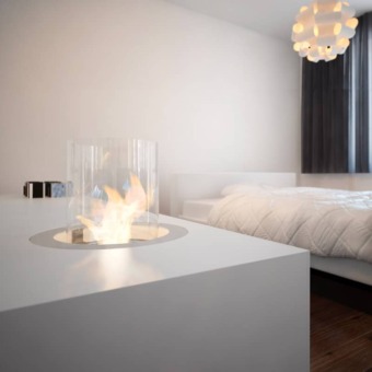 cheminée bio-ethanol Planika rondo commerce encastré dans un meuble