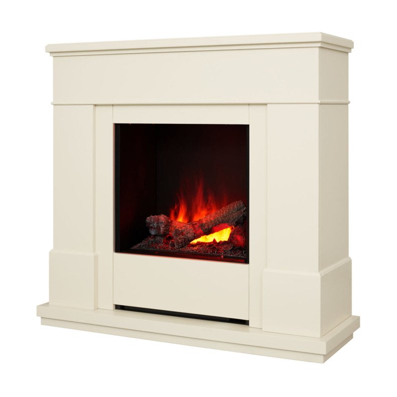 Cheminée électrique décorative Moorefield de Dimplex vu légèrement sur sa gauche