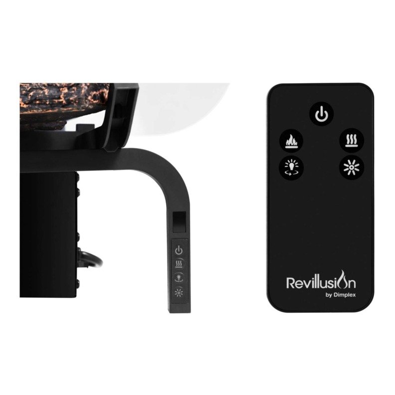 Commandes frontales et télécommande de la cheminée électrique Revillusion 20