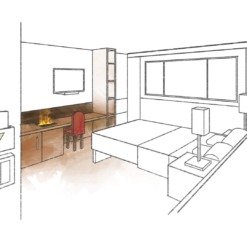Illustration visuelle de l'installation de l'insert électrique Cassette 250 encastré dans un bureau