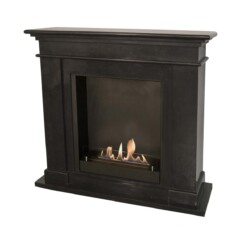 Cheminée décorative Kos de Xaralyn en couleur noire et un insert bioéthanol encastrée en L