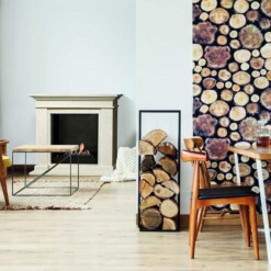 Cheminée décorative KOS MDF Blanc installée dans une pièce d evie