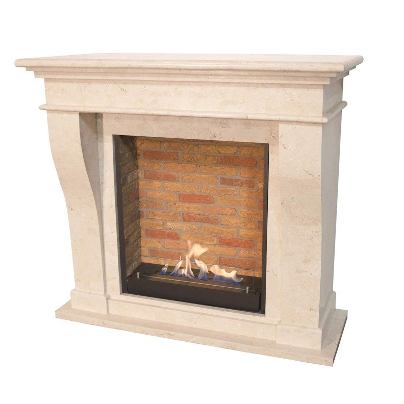 Kreta pierre blanche non polie insert bioéthanol fond brique