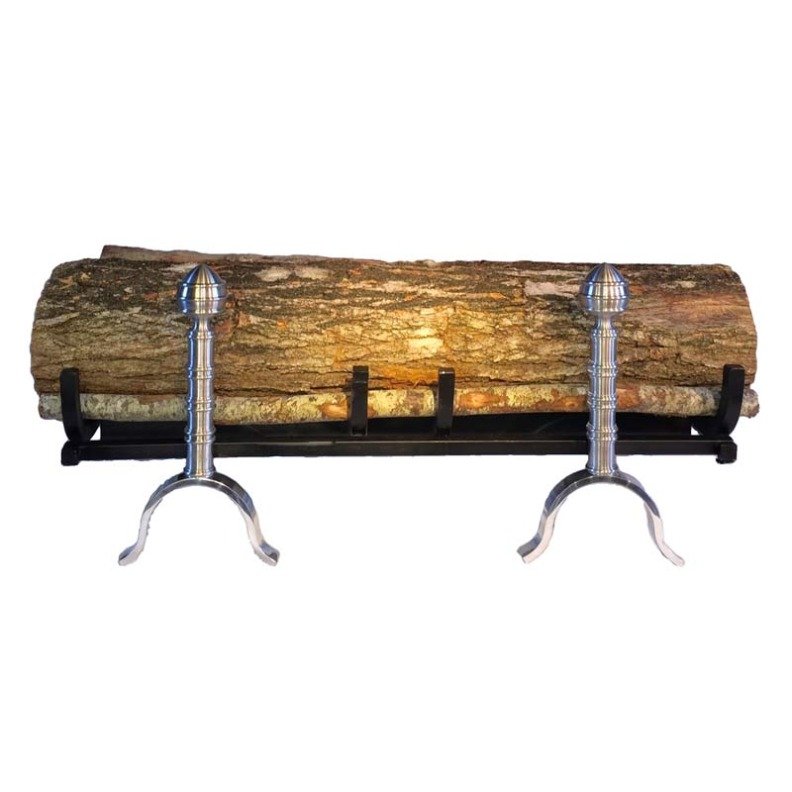 Chenets de cheminée au bioéthanol Changy Colisée (Chrome, 70 cm)