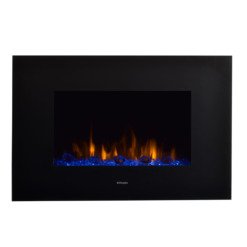 Cheminée électrique Dimplex Toluca vue de face avec un effet de flamme bleu