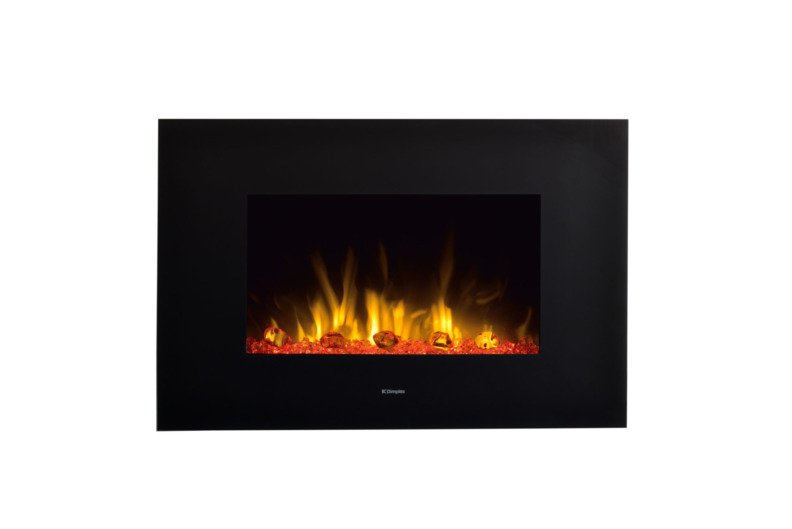 Cheminée électrique murale Toluca de Dimplex vue de face avec effet rouge