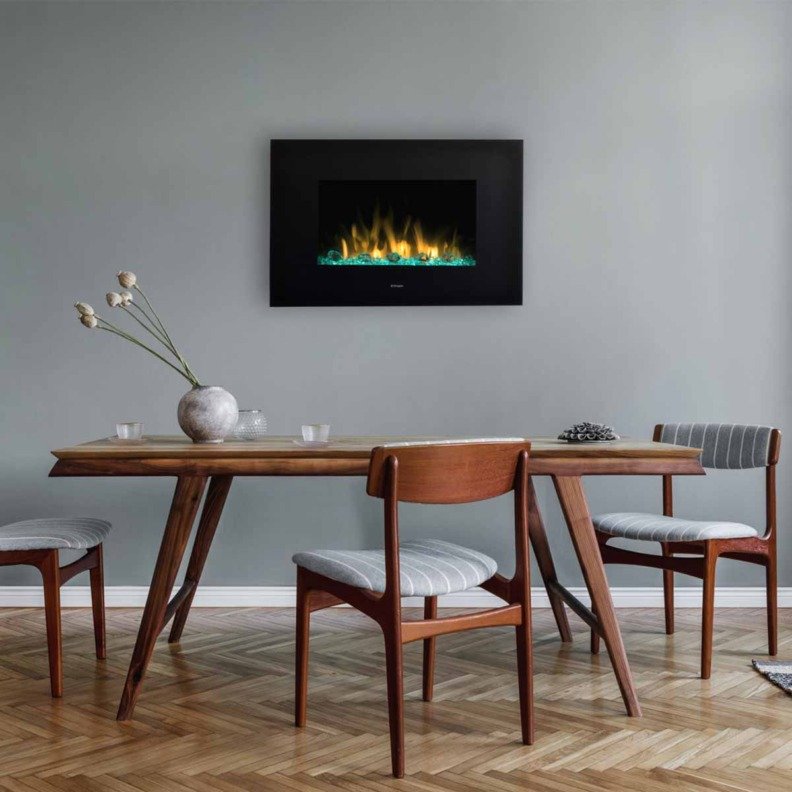 Cheminée électrique Toluca de Luxe dans salle à manger