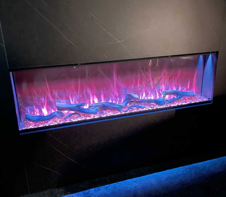 Effet de flamme violet de la cheminée électrique Astro de Planika