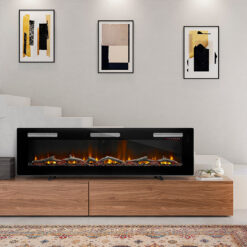 Cheminée électrique décorative Sierra posée sur une table dans un salon