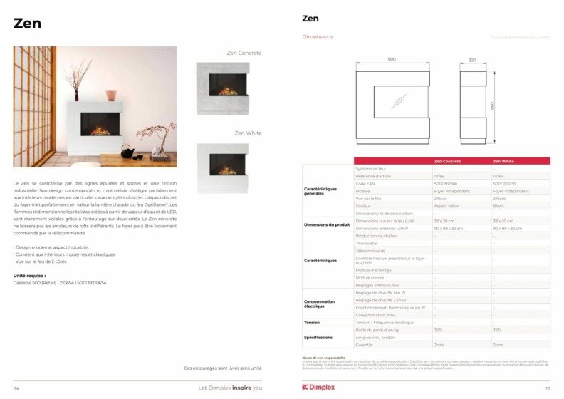 Fiche produit Dimplex Zen