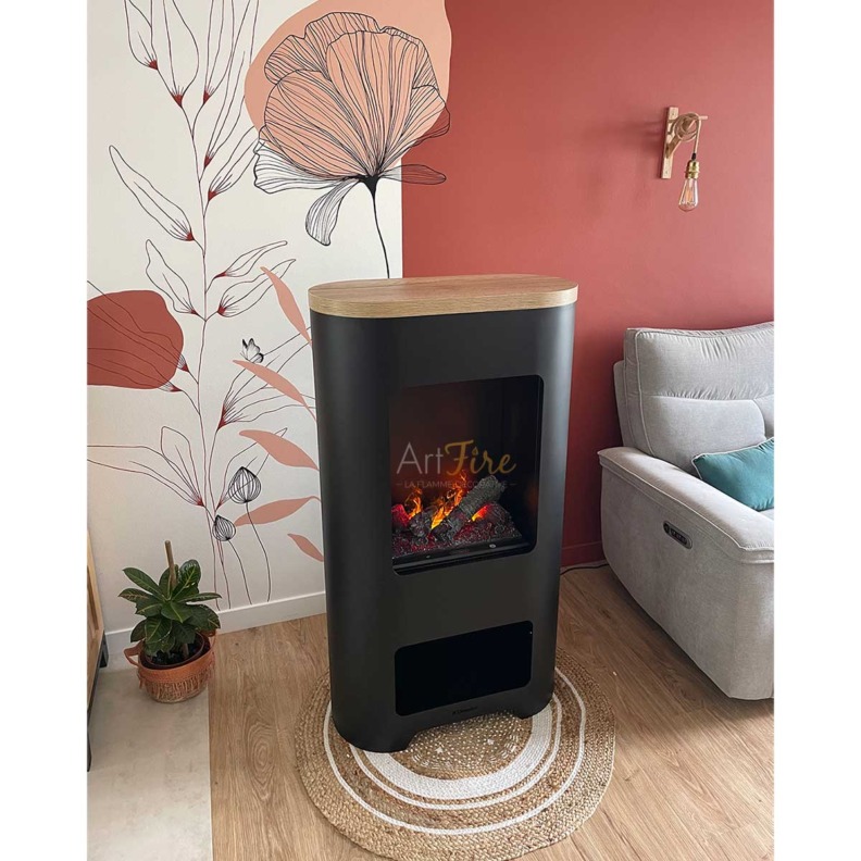 Poêle électrique Dimplex Natur 120 installé dans un salon