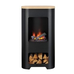 Poêle électrique design Natur 120 de Dimplex vu de face avec des bûches dans son compartiment du bas