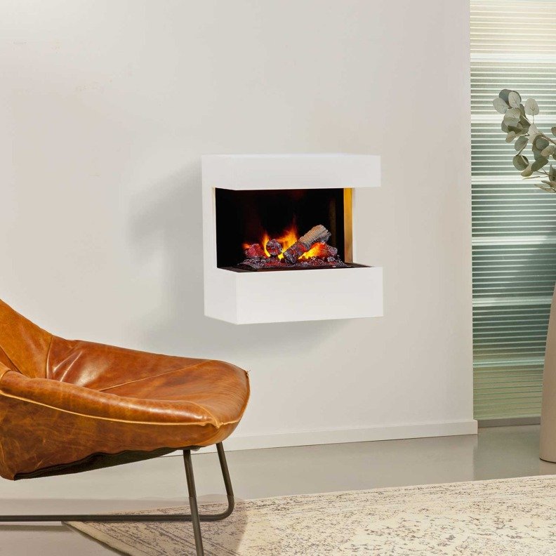 Cheminée à vapeur d'eau murale Xaralyn Nova installée dans un salon