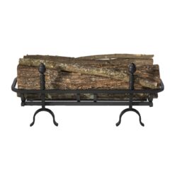 Chenets de cheminée avec bloc de combustion au bioéthanol Changy Pomme de Pin (Noir, 80 cm)