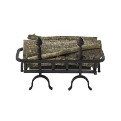 Chenets de cheminée avec bloc de combustion au bioéthanol Changy Pomme de Pin (Noir, 55 cm)