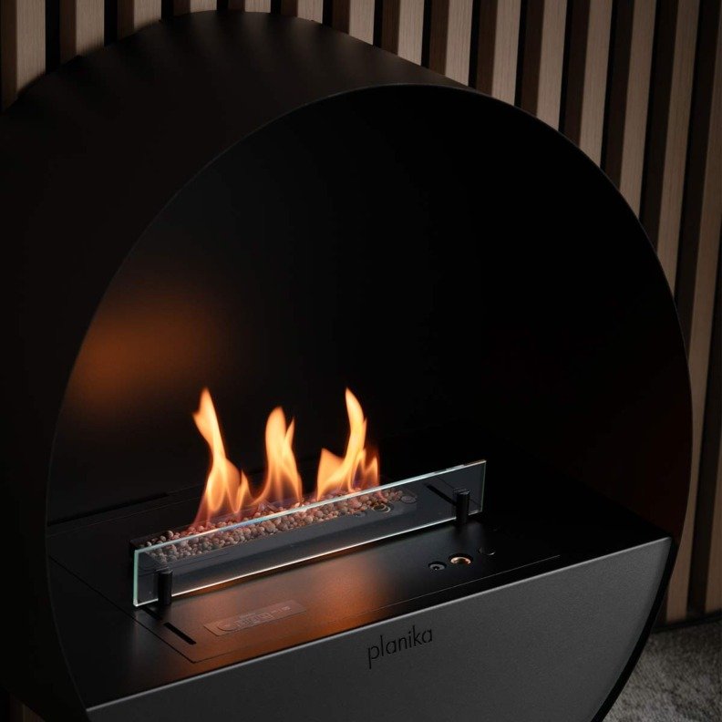 Zoom sur la flamme de la cheminée Bubble Floor