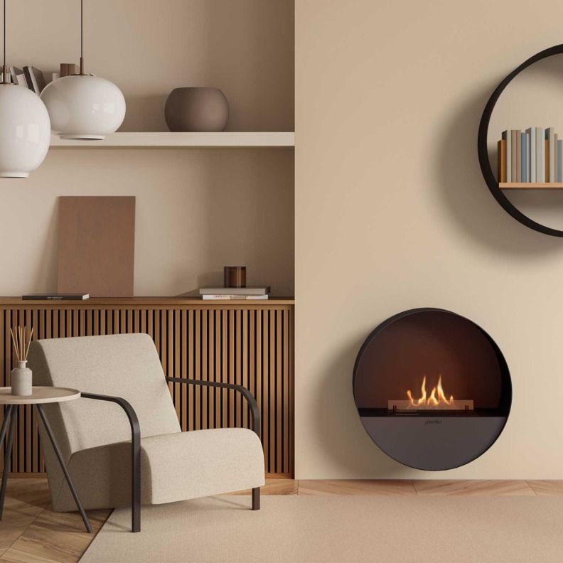 Cheminée murale bioéthanol Panika Bubble Wall en situation