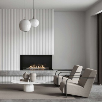 Inspiration pour l'insert bioéthanol Neo Fireplace de  Planika avec face droite ouverte