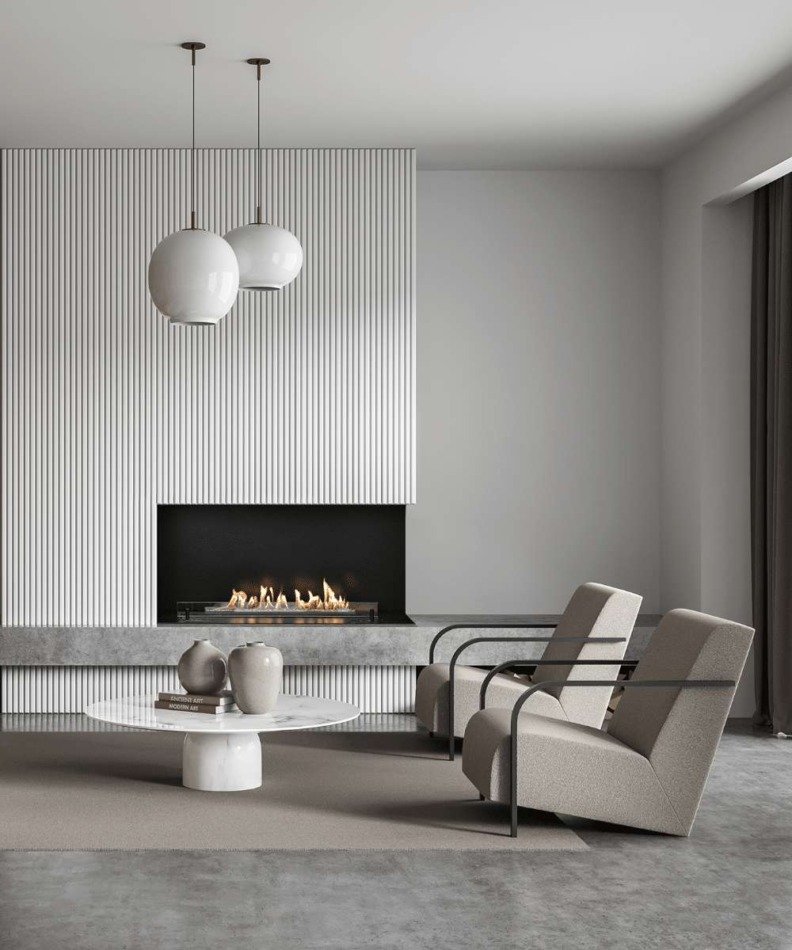 Inspiration pour l'insert bioéthanol Neo Fireplace de  Planika avec face droite ouverte