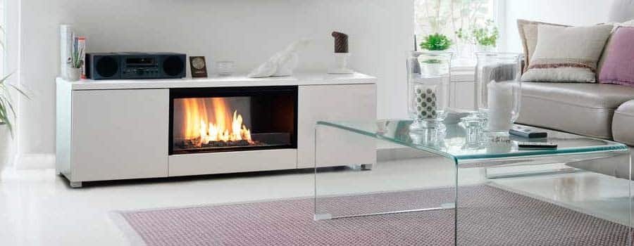 Utilisation saine du meuble TV cheminée Pure Flame grâce au bioéthanol