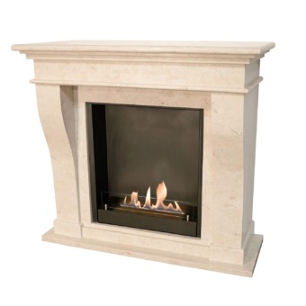 Cheminée au bioéthanol à poser au sol Xaralyn Kreta (Pierre naturelle crème)