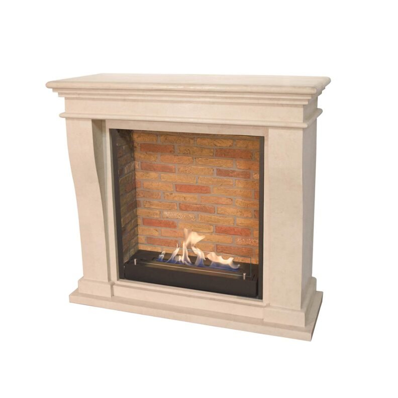 Kreta Mini en pierre non polie couleur crème avec fond effet brique