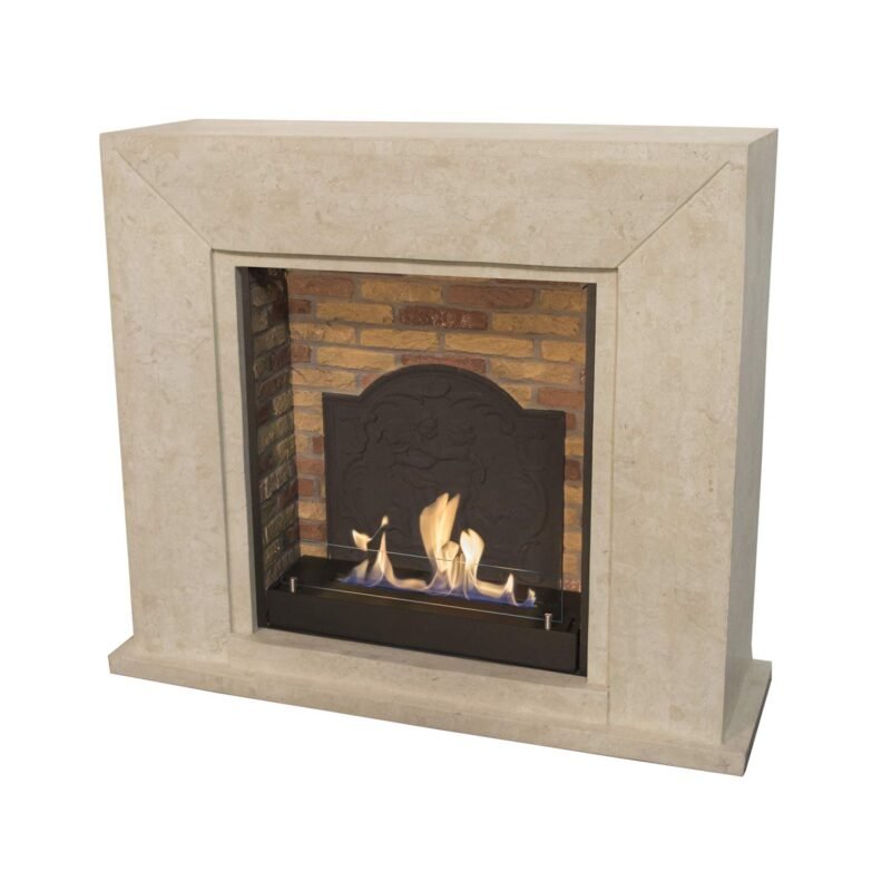 Xaralyn Nero en pierre blanche polie avec fond effet brique