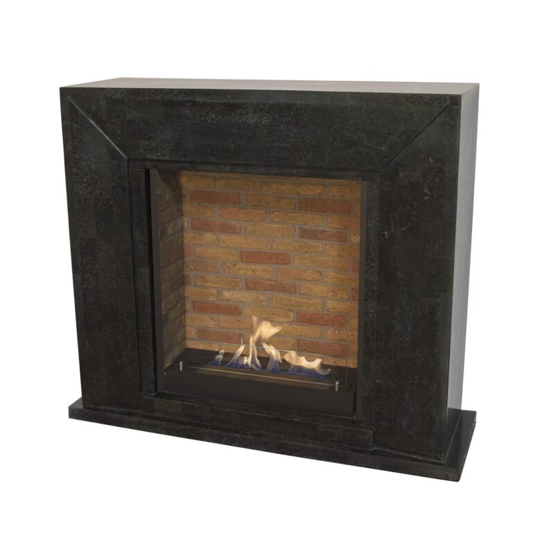 Xaralyn Nero en pierre noire polie avec fond effet brique