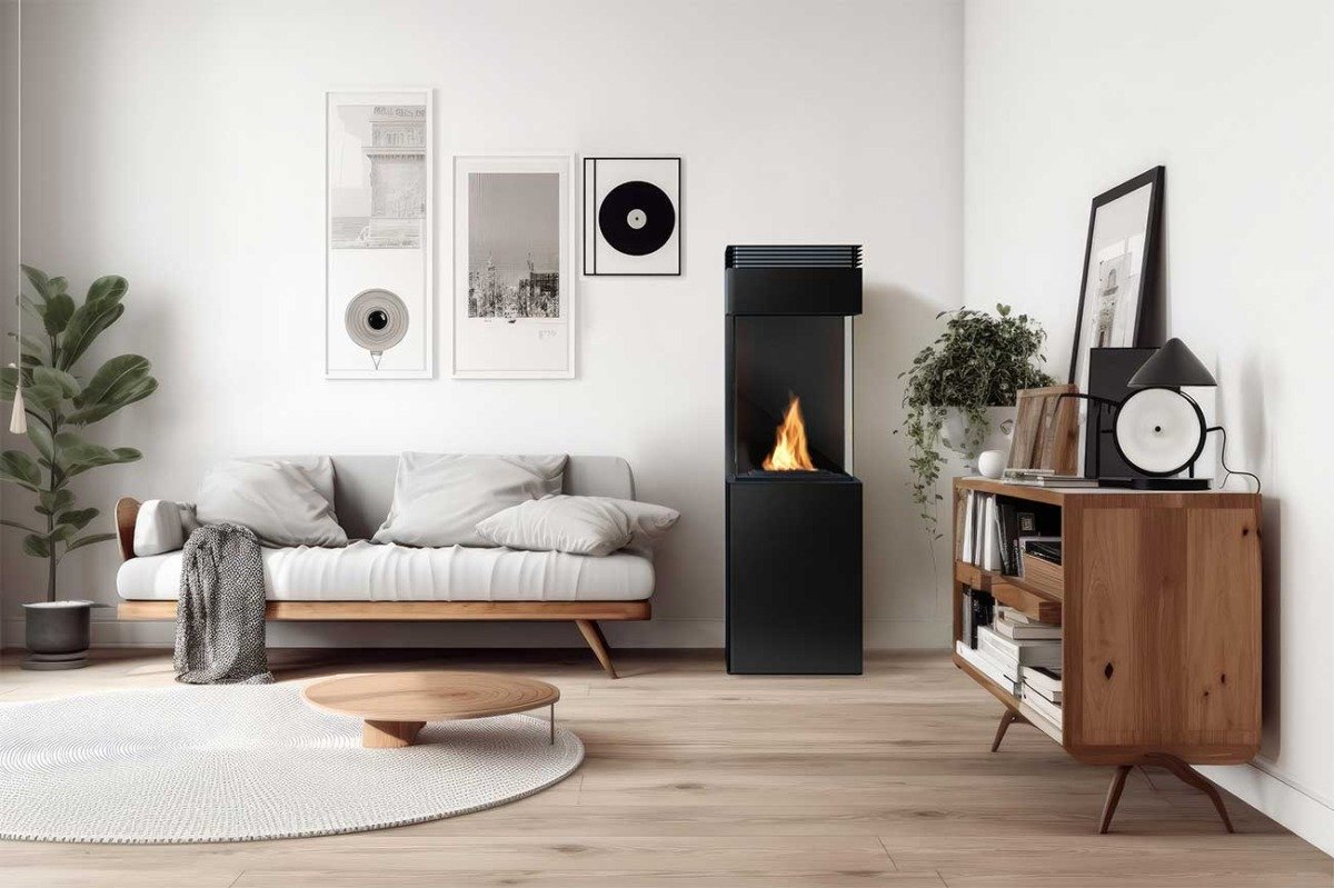 Poêle au bioéthanol Planika Polaris dans un salon