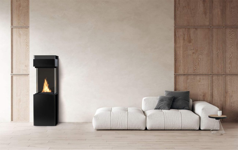 Poêle au bioéthanol Planika Polaris dans un salon