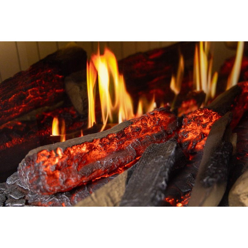 Aperçu des flammes et des bûches rougeoyantes de Dimplex Vista 130