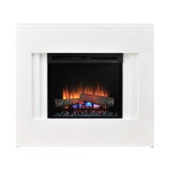 Dimplex Nova vue de face avec lit de braises bleu