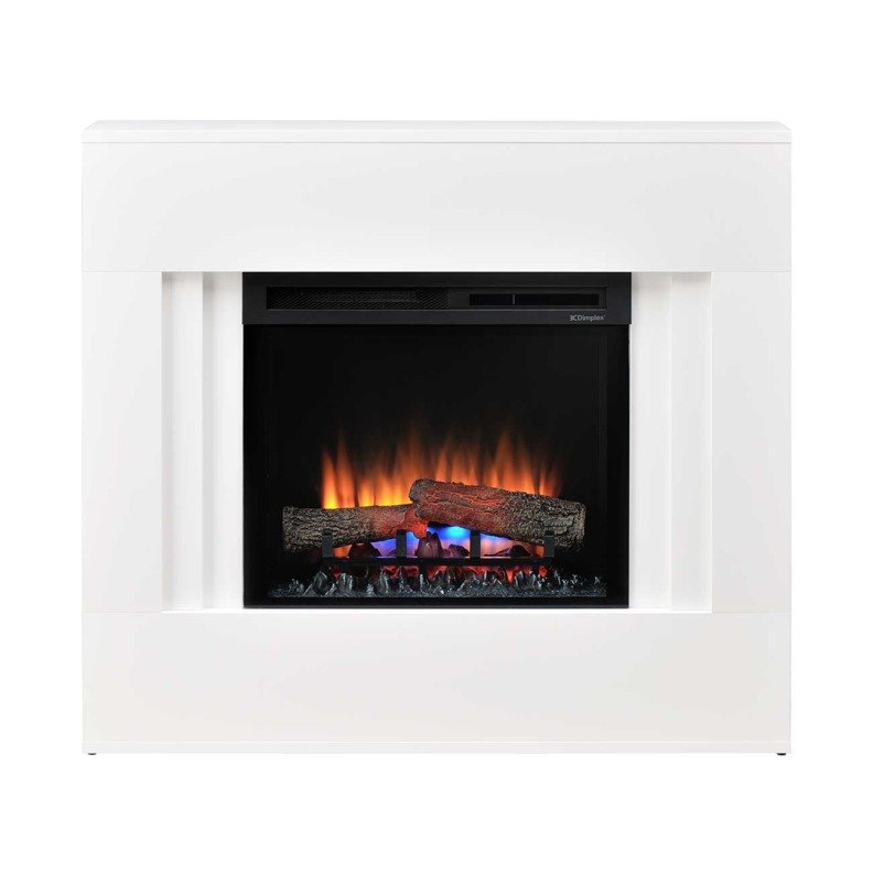 Dimplex Nova vue de face avec lit de braises bleu