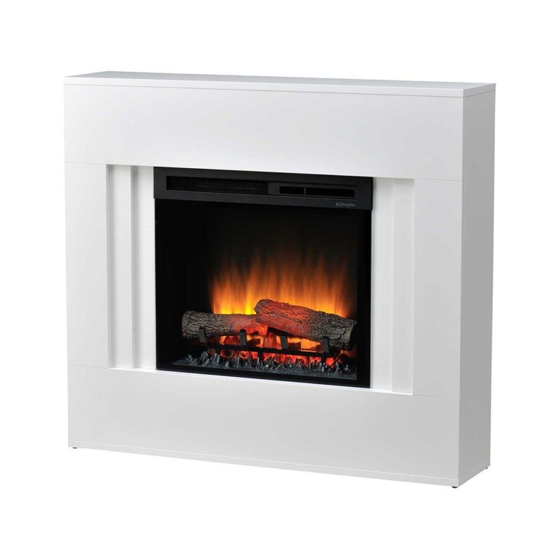 Dimplex Nova vue légèrement de côté avec son lit de braises orange