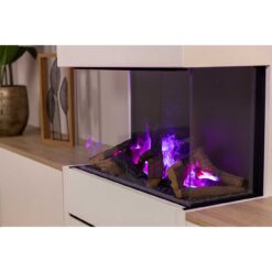 Vue sur les flammes violettes de Dimplex 3 Step