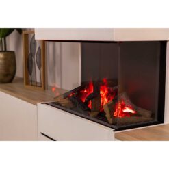 Vue sur les flammes rouges de Dimplex 3 Step