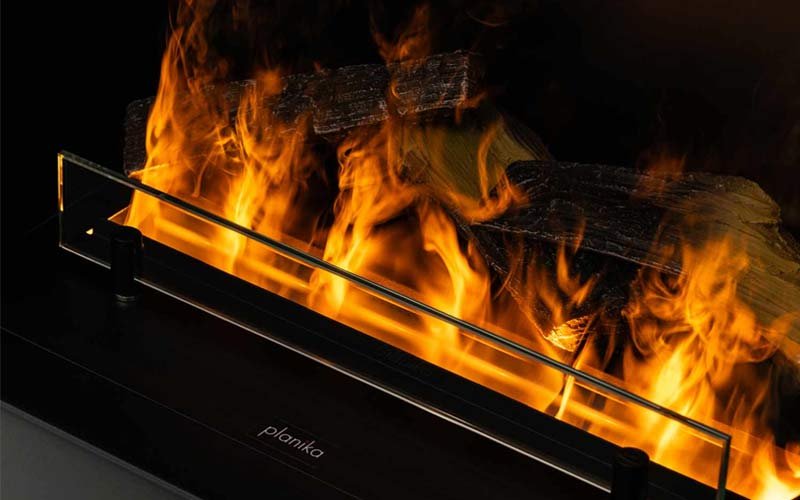 Zoom sur les flammes des cheminées Optimyst de Planika