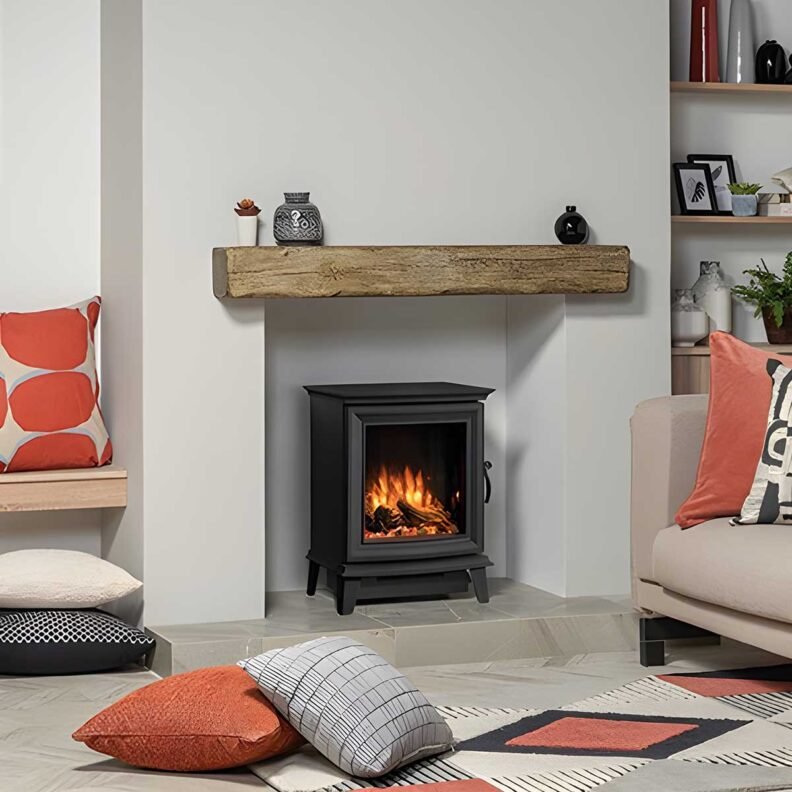 Poêle électrique Gazco Chesterfield dans un salon