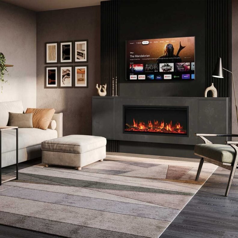 insert moderne avec télévision au dessus