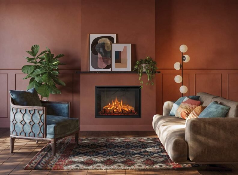 Foyer électrique Gazco eMotiv 84 en configuration 4 côtés