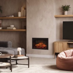 Insert électrique Gazco eMotiv encastré dans un mur