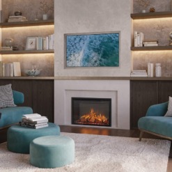 Foyer électrique Gazco eMotiv 74 dans une configuration au sol