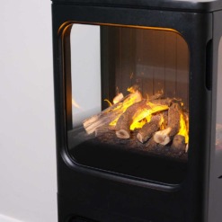 Poêle à vapeur d'eau Dimplex Mapleton et ses 3 faces