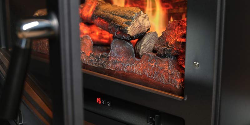 Zoom sur l'intérieur du foyer de Dimplex Belgravia